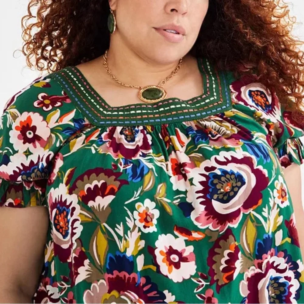 Style & Co for Macy’s Plus-Size Crochet-Trimmed Top in Bloom Green. NWT Perfect - Picture 5 of 16